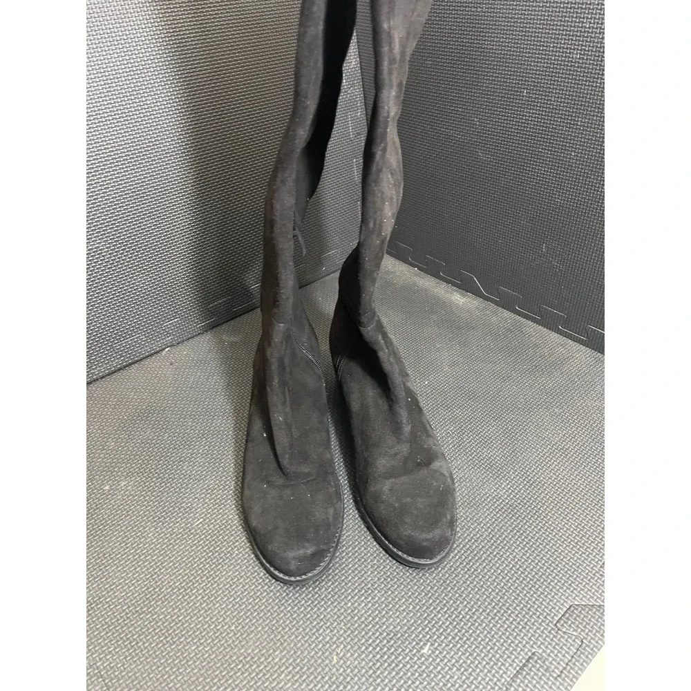 Stuart Weitzman Over the Knee Boots Womens 7 Black‎ Suede Block Heel Zip Up